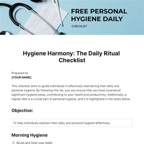 Daily Personal Hygiene Checklist Ebook Doc