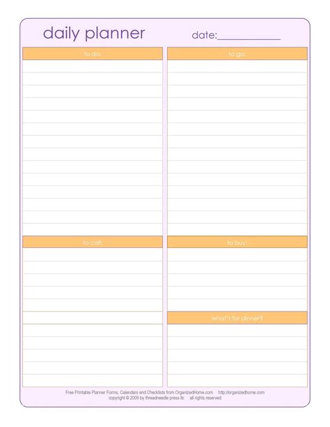 Daily Planner Printable Pages