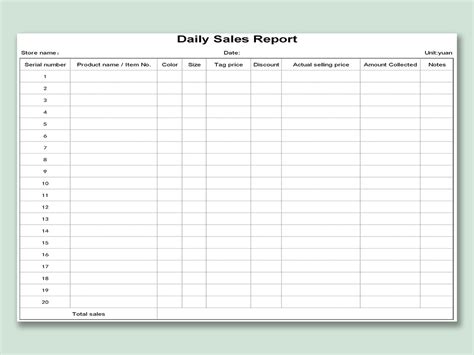 Daily Sales Report Template