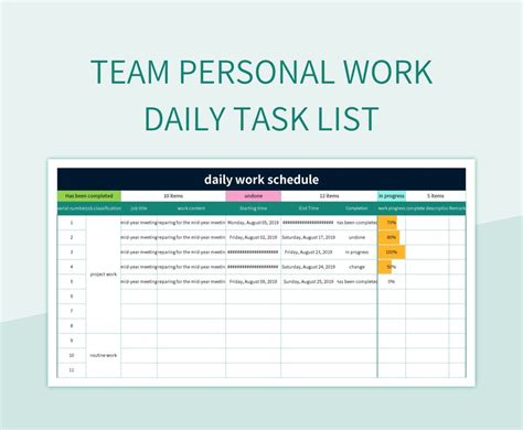Daily Task Checklist Excel Template