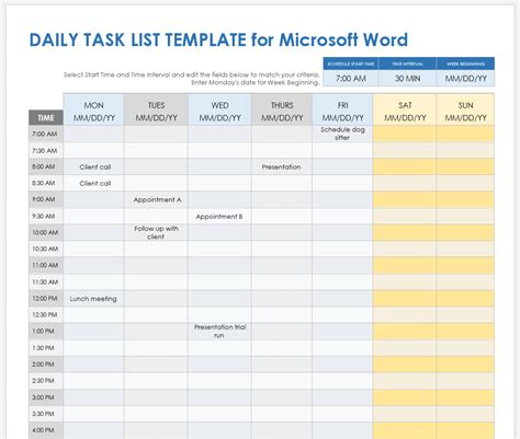 Daily Task List Template