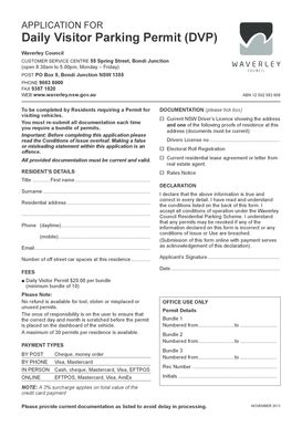 Daily Visitor Permit: