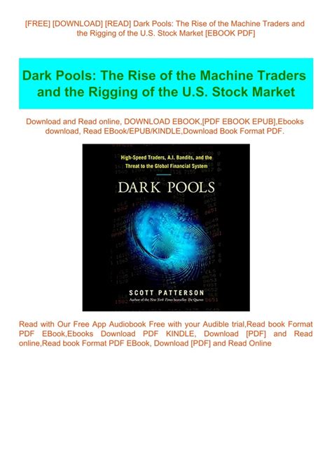 Dark Pools The Rise of the Machine Traders and the Rigging of the US Stock Market Reader