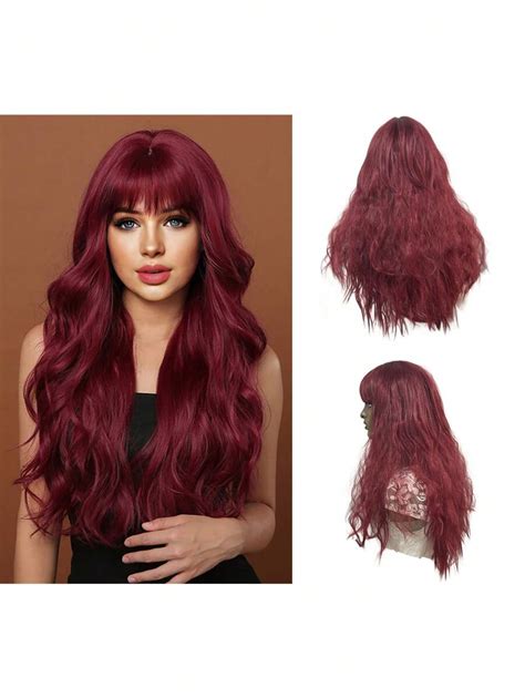 Dark Red Long Wavy With Wavy Bangs: Enchanting Lace Front Wigs 2025