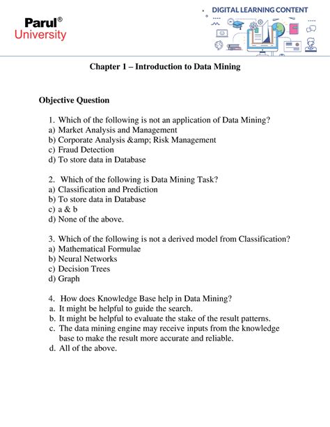 Data Mining Objective Question Bank With Answers Reader