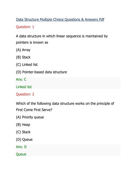 Data Structure Question And Answer Epub