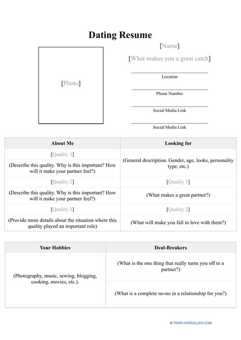 Dating Resume Template