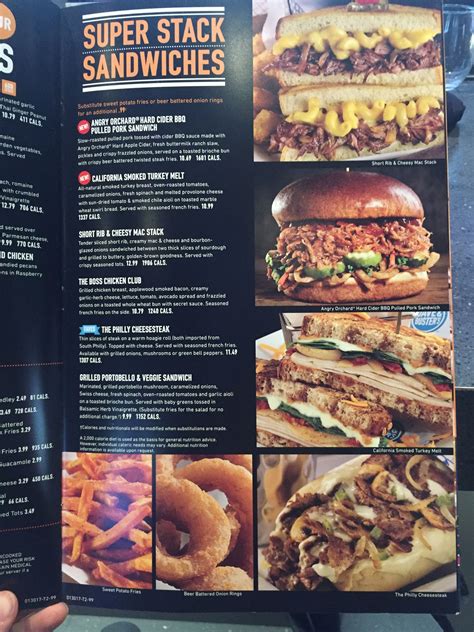 Dave And Busters Nutrition Chart