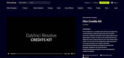 Davinci Resolve End Credits Template