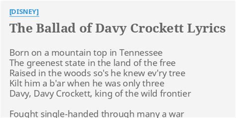 Davy Crockett Lyrics Song: A Haunting Ballad of the American Frontier