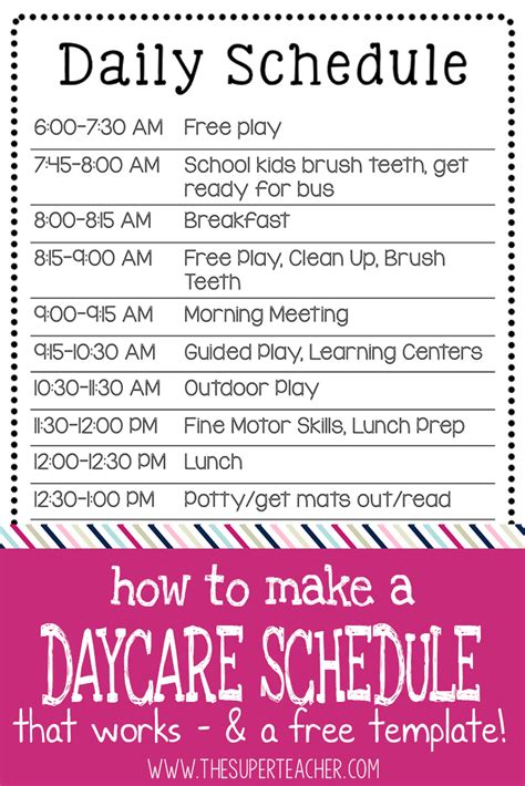 Daycare Schedule Template