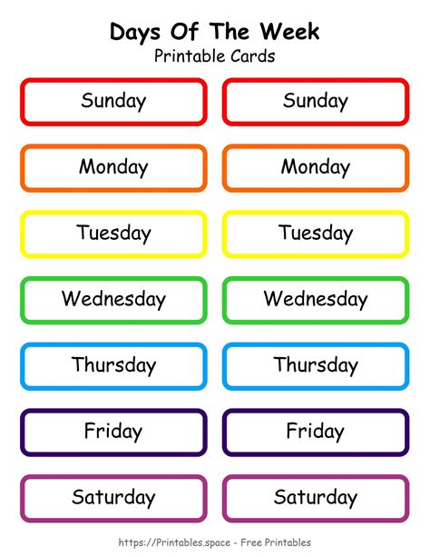 Days The Week Printable