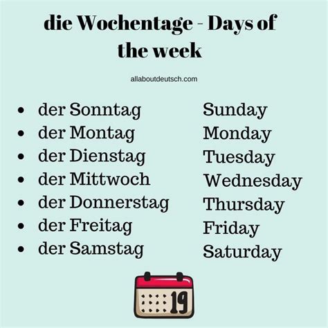 Days of the Week in Germany