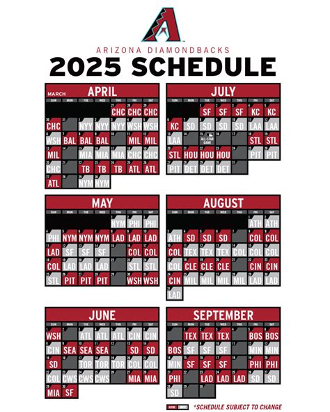 Dbacks Schedule Printable