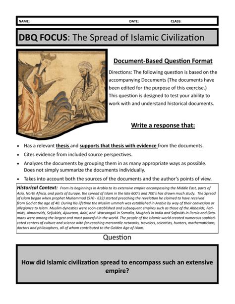 Dbq 6 Islamic Civilization Answers Doc