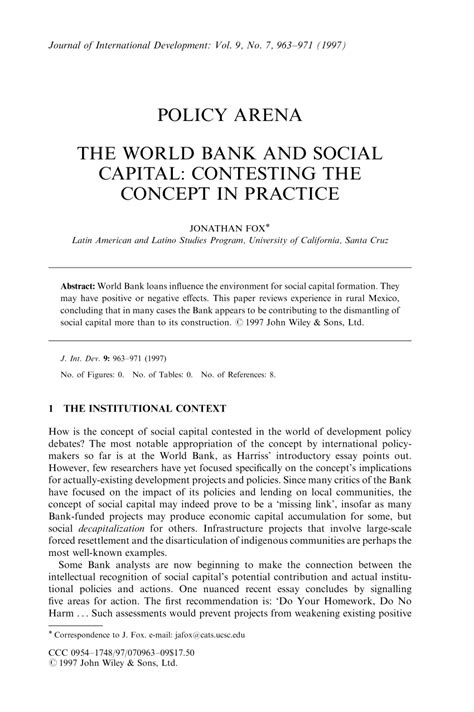 De-Politicizing Development The World Bank and Social Capital Doc