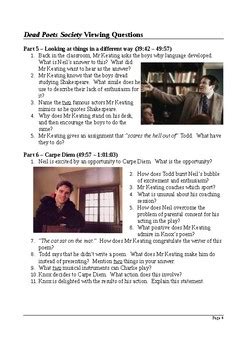 Dead Poet Society Video Questions Answers PDF