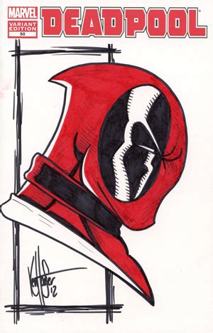 Deadpool 50 CGC Graded 96 Blank Variant Remarked with FULL COLOR Deadpool Sketch by Ken Haeser Reader