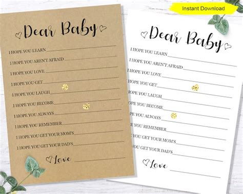 Dear Baby Baby Shower Game Free Printable