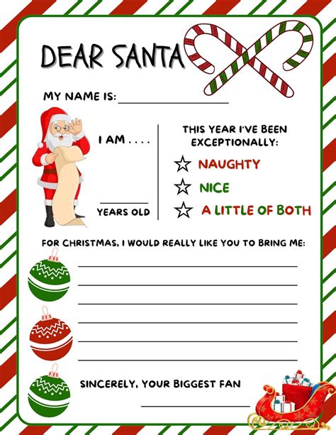 Dear Santa Letter Printable