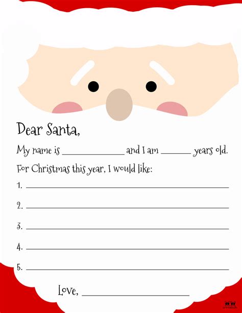 Dear Santa Letter Template Free Printable
