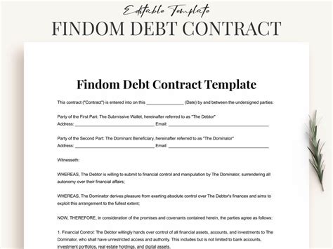 Debt Contract Template Findom