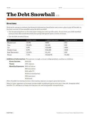 Debt Snowball Answer Key PDF