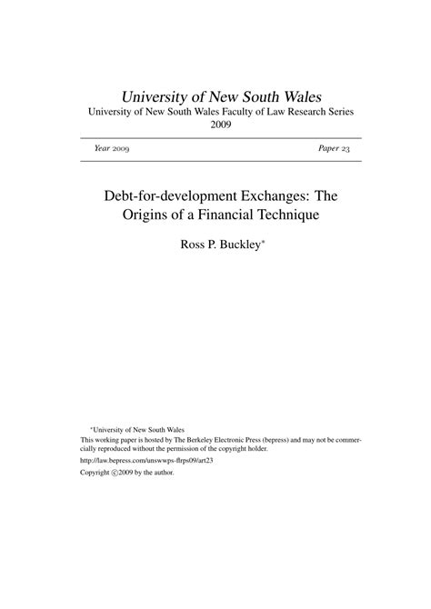 Debt-for-Development Exchanges The Origins of a Financial Technique 1st Edition Doc