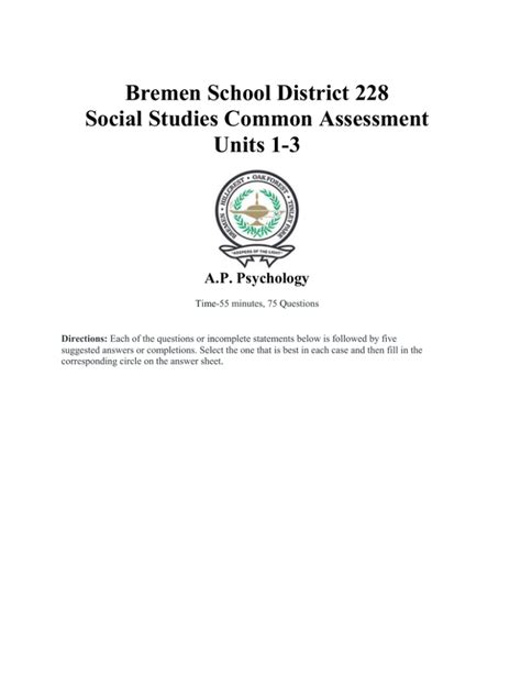 Decade Association Answers Bremen High School District PDF