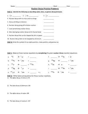 Decay Practice Answer Key PDF