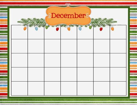 December Blank Printable Calendar
