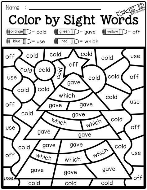 December Sight Word Color By Code Free Printables