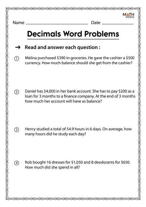 Decimal Problems With Answers Epub