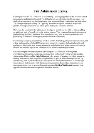 Deciphering the FSU Essay Prompts