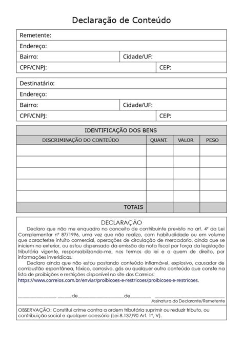 Declaração de Conteúdo dos Correios: Guia Completo