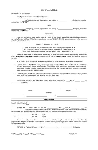 Deed of Absolute Sale Signed by Attorney in Fact: A Comprehensive Guide