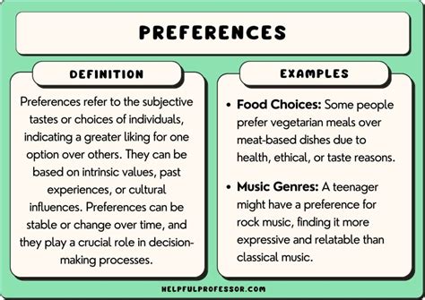 Define Your Preferences: