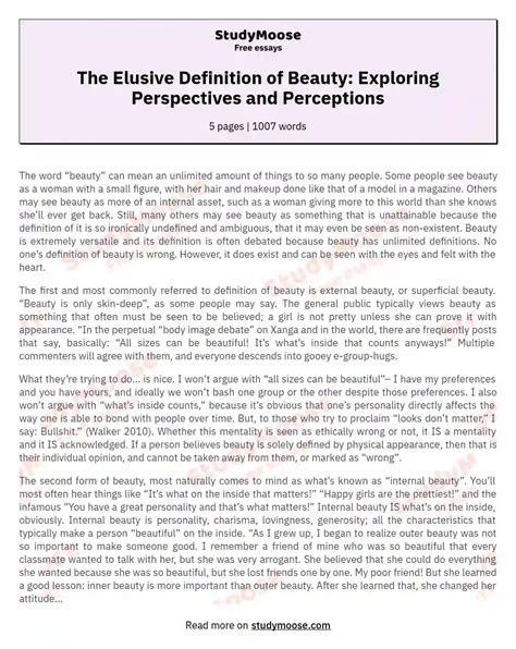 Defining Beauty: An Elusive Concept