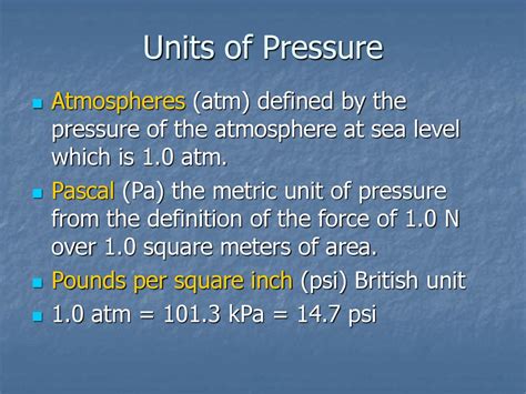 Defining Pascals and Atmospheres