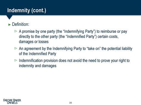 Definition of Indemnified Party: