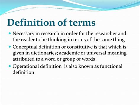 Definition of Terms: