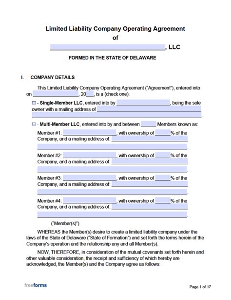 Delaware Llc Agreement Template