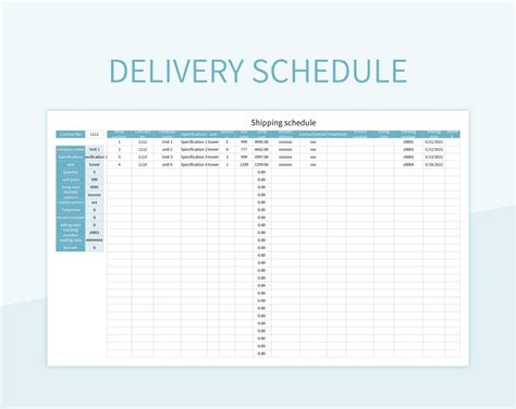 Delivery Schedule Template