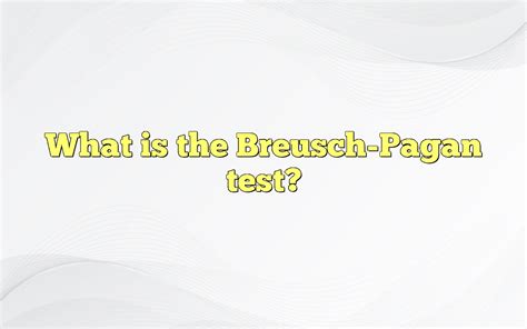 Delving into the Breusch-Pagan Test: A Comprehensive Guide