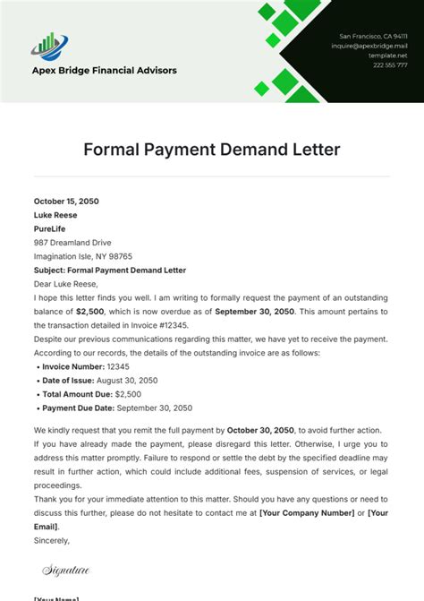 Demand For Payment Letter Template Free