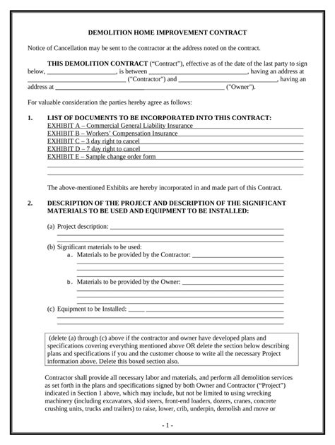 Demolition Contract Template