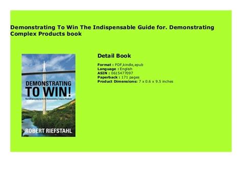 Demonstrating To Win The Indispensable Guide for Demonstrating Complex Products Epub