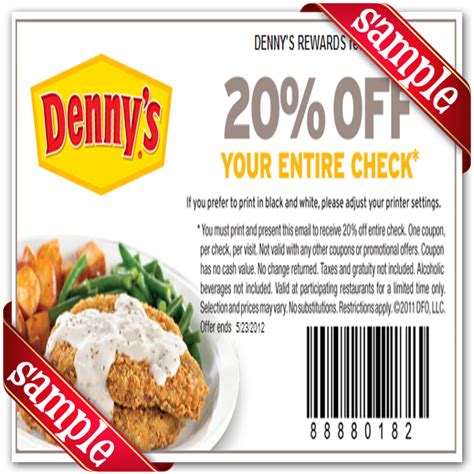 Denny's Restaurant Printable Coupons