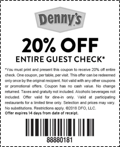 Dennys Rest Printable Coupons Aug 2017