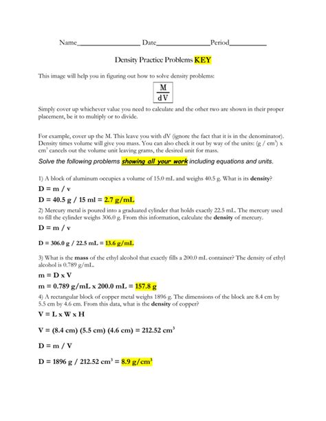 Density Math Problems And Answers Kindle Editon